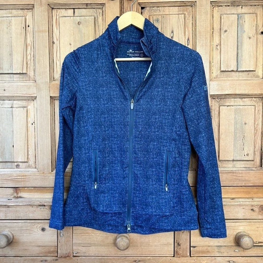 Women's Peter Millar Small Golf Pride Grips Blue‎ Full Zip Athletic Jacket